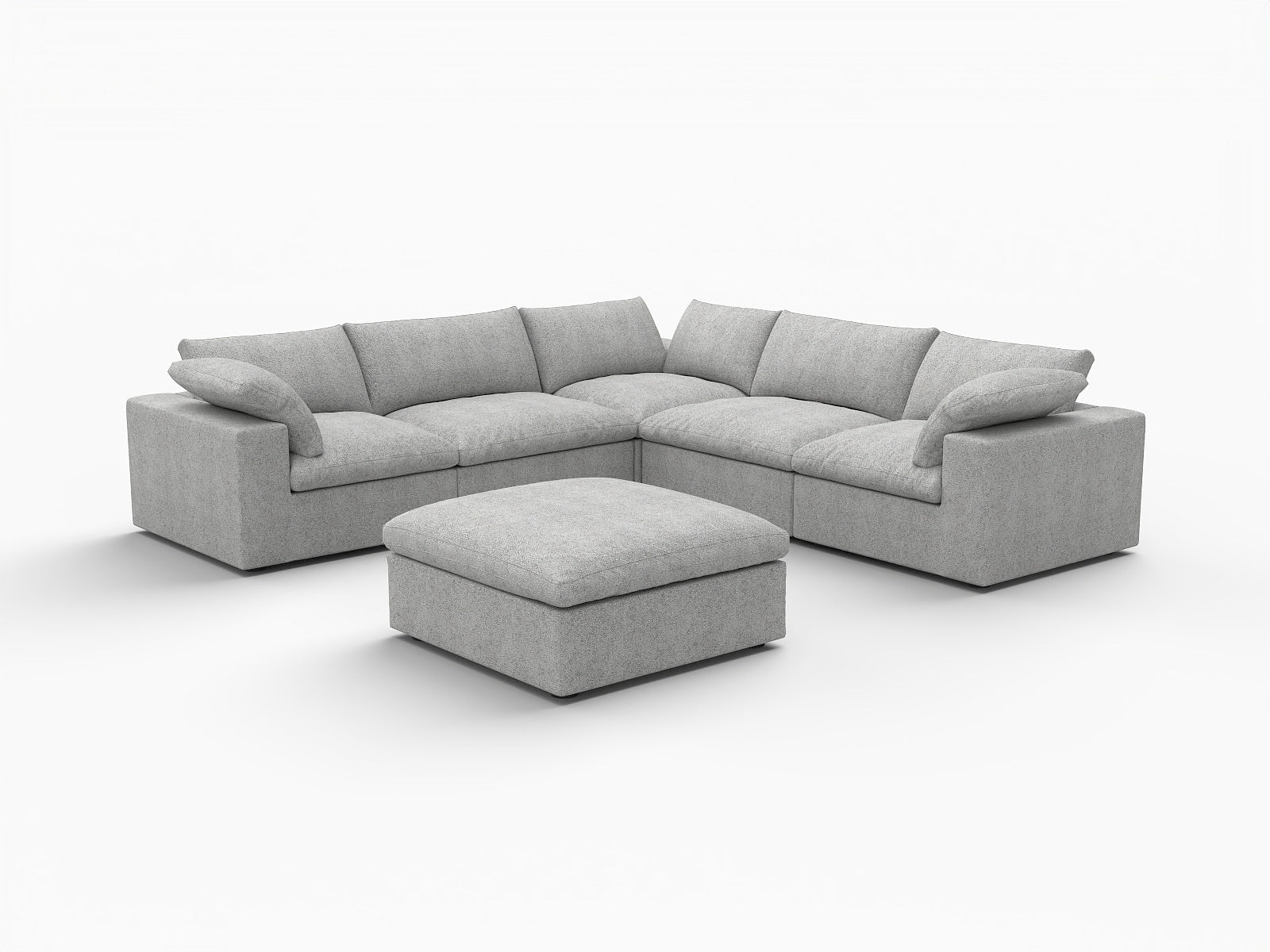 Light Gray Linen Blend Modular L Shaped Six Piece Corner Sectional