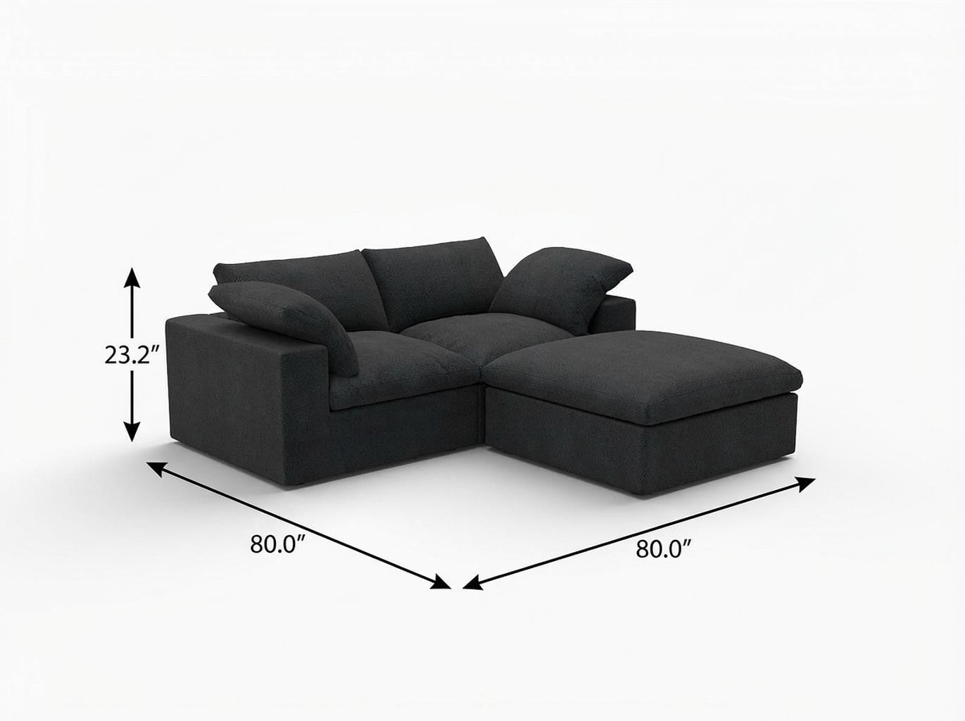 Light Gray Linen Blend Modular L Shaped Three Piece Corner Sectional