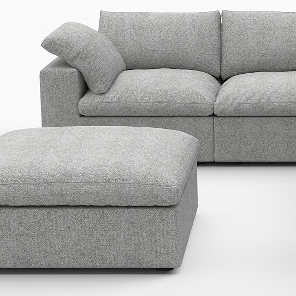 Light Gray Linen Blend Modular L Shaped Three Piece Corner Sectional
