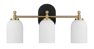 Meadows Three Lights Vanity Brushed Gold Bathroom Wall Light