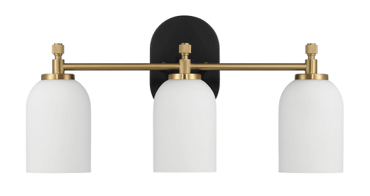 Meadows Three Lights Vanity Brushed Gold Bathroom Wall Light
