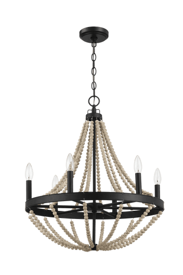 Starry Farmhouse Chandelier with Six Candle Light