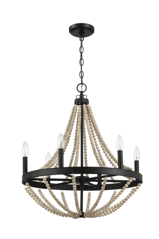 Starry Farmhouse Chandelier with Six Candle Light