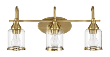 Twilight Three Lights Brushed Gold Contemporary Vanity Light