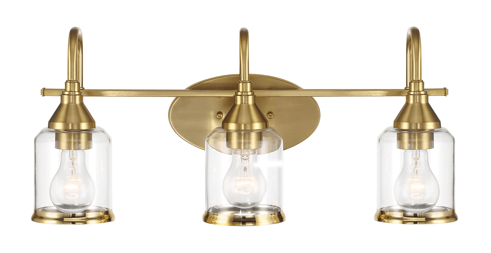 Twilight Three Lights Brushed Gold Contemporary Vanity Light