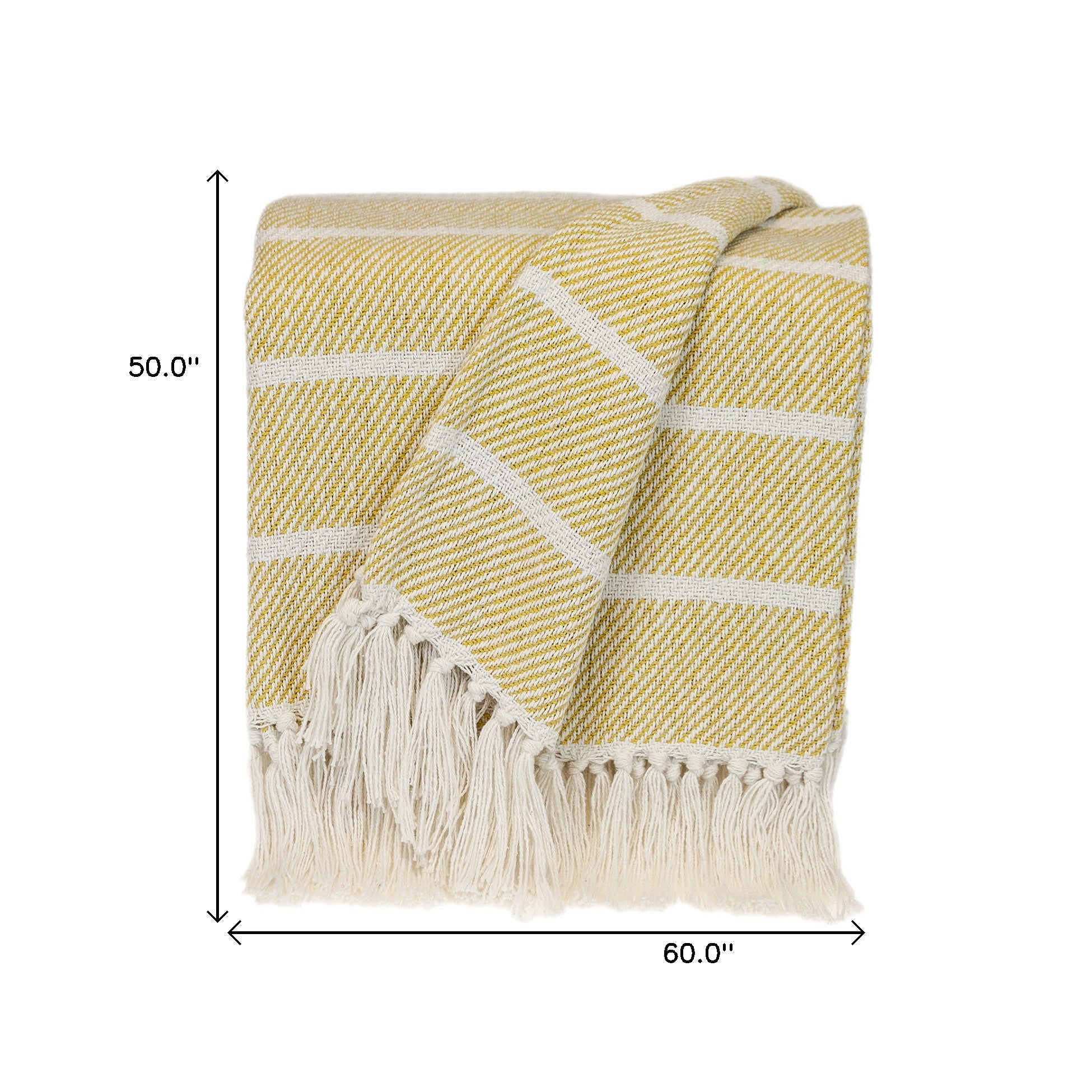 White And Yellow Striped Cotton Woven Throw Blanket