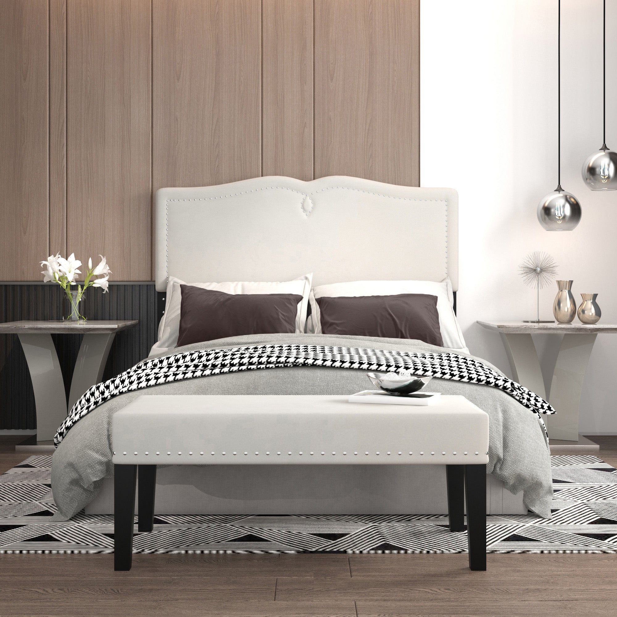 Aurora Double/Queen ADJ Headboard W/ Bench